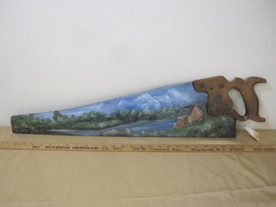 Handpainted Disston Handsaw, approx 29" long