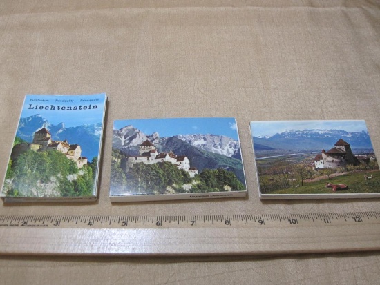 Lot of 3 small accordion-style souvenir photo booklets from Liechtenstein.