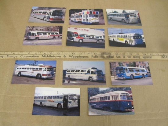 Lot of 11 unused color postcards of buses, in use during the 1970s and 1980s, from: Oakland, PA (2);