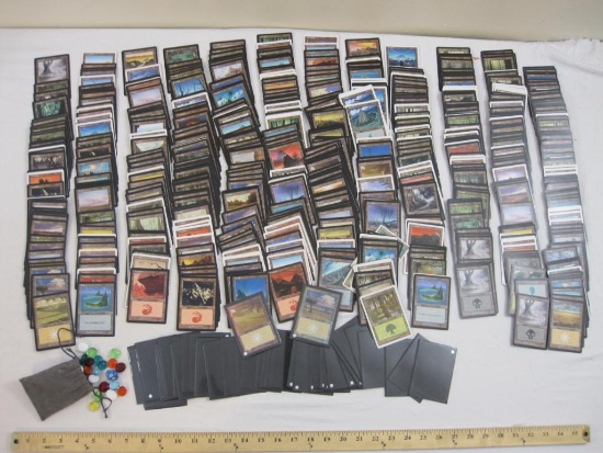 Lot of Magic the Gathering MTG LANDS, sleeve protectors, and dice, 3 lbs 10 oz