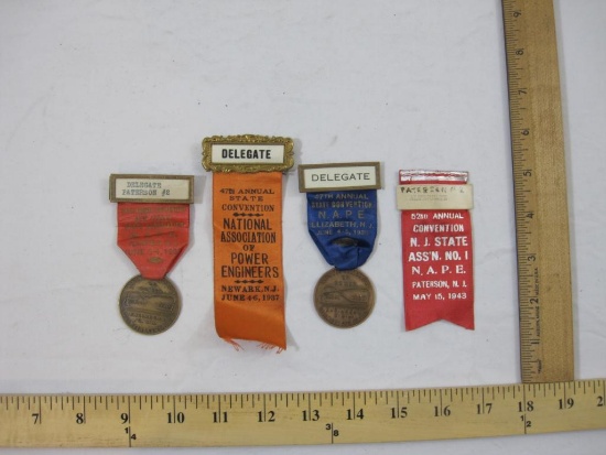 Lot of 1930-1940s NAPE (National Association of Power Engineers) Delegate Badges from New Jersey
