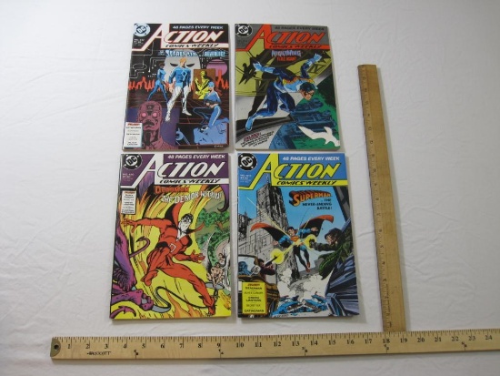 Four Comic Book Issues of Action Comics Weekly Nos. 610-613, DC Comics 1988, 10 oz