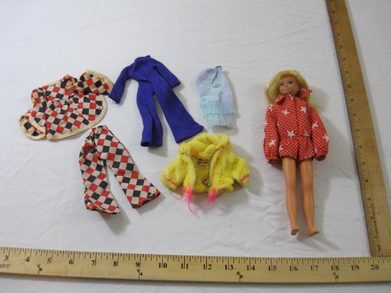 Vintage Skipper Doll with Clothes, doll is unmarked and has bendable legs, includes licensed Skipper