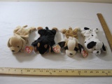 Four Dog TY Beanie Babies including Fetch, Dotty, Doby and Bernie, all tags included and attached, 1