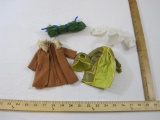 Lot of Vintage Barbie Clothes including grass skirt, Barbie licensed wool coat and more, 2 oz