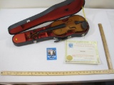 Charlie Daniels Signed Fiddle in Case including Certificate of Authenticity and Signed Guest Pass