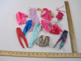 Lot of Vintage Neon Barbie Clothes from 1970s and later including Rockers outfit, 2 oz