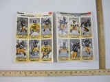 Two Sheets of McDonald's Limited Edition 1993 Steelers Game Day Cards, sheets 2 & 3, uncut, 2 oz