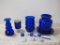 Lot of Blue Cobalt Glass and other items