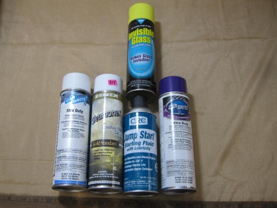 Lot of Glass Cleaner, Starting Fluid etc