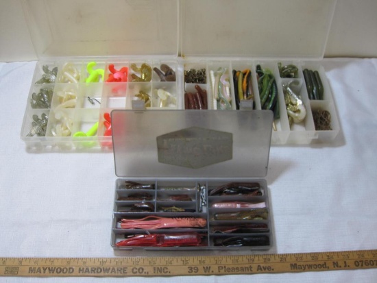 Three Plastic Storage Containers of Rubber Bait