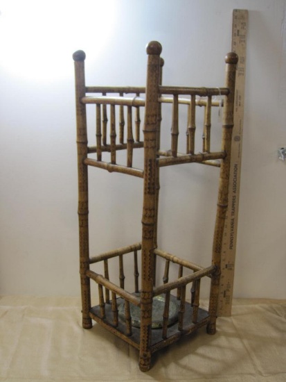 Vintage Bamboo Cane Umbrella Holder with Brass insert - approx 30" tall and 10 inches square