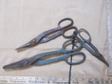 Three Tin Snips, 7, 10 and 13 inch, one Craftsman, all made in US