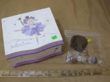 Princess Jewelry Box with Quartz, Pink Quartz and Amythest Stone and Carry Pouch
