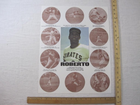 Roberto Clemente Achievement Poster, 15" x 19", poster may be rolled and shipped separately