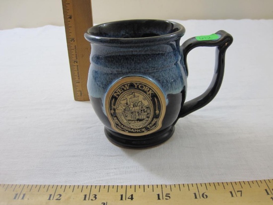 New York Renaissance Fair Ceramic Mug, Hand made, Grey Fox Pottery, 14 oz