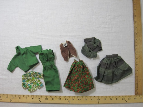 Lot of Vintage Green and Brown Barbie Clothes including licensed Barbie knit sweater and more, 2 oz