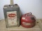 Eagle Brand Metal Vintage Gas Can and L&R #222 Waterless Ultrasonic Cleaning Solution Tin (empty)