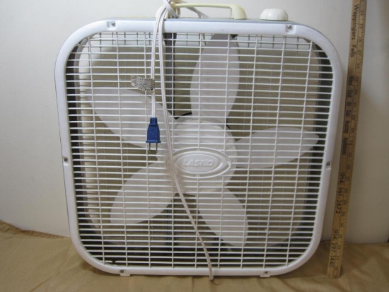 Lasko Box Fan, 3 speed, works well