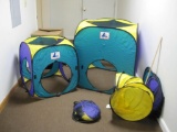 Playhut Set, folds like a car sunscreen - One large cube, 5 small cubes, 8 circular doors, and one
