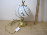 Glass Shade Table Lamp with dimmer switch, approx 16 inches tall
