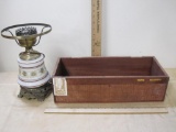 Wooden Box and Vintage Lamp