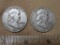 Lot of 2 Franklin Silver Half Dollars: 1952-D and 1957-D. 25 g