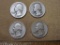 Lot of 4 Silver Washington Quarters: 1936; 1945; 1948-D; 1952. 24.5 g