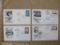 Four 1959-1960 First Day of Issue Stamps including Boy Scouts, Winter Sports, and Petroleum