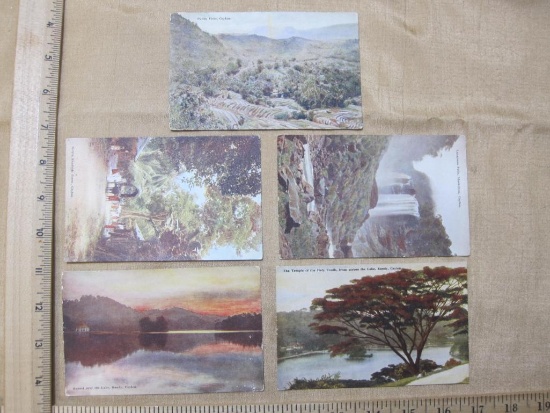 5 Vintage Ceylon Postcards