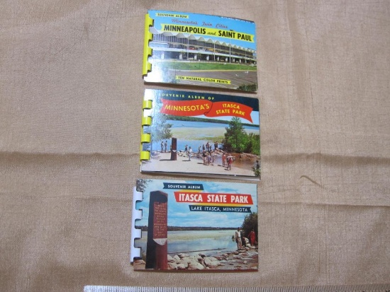 Lot of 3 small color Minnesota photo souvenir booklets: Minneapolis and St. Paul and 2 slightly