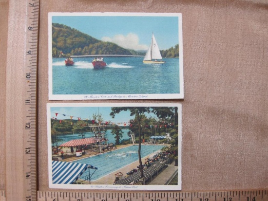 Two Vintage Lake Mohawk Postcards Sparta NJ including Manitou Cove and Bridge to Manitou Island &