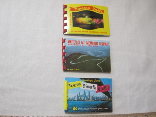 Lot of 3 small color souvenir photo booklets: New York City; Whiteface Mt. Memorial Highway,