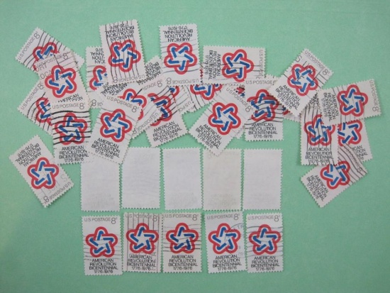 Lot of 8 cent mostly canceled 1971 American Revolution Bicentennial US postage stamps, #1432