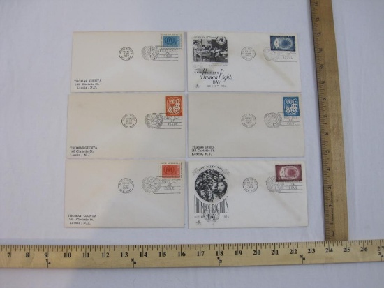 Lot of 6 1950s First Day of Issue Covers including United Nations and Human Rights