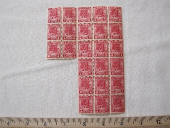 Block of 24 1928 2 cent Valley Forge US postage stamps, #645
