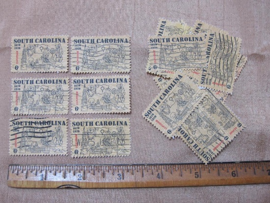 Lot of canceled 1970 6 cent South Carolina postage stamps, Scott #1407