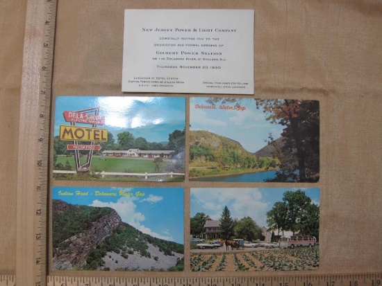 Lot of Ephemera from Delaware Water Gap PA including 4 postcards and luncheon invitation