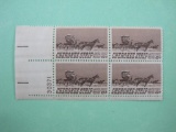 Block of 4 1968 6 cent Cherokee Strip US postage stamps, #1360