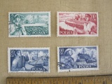 Lot of 4 vintage (late 1950s) Poland Polska Polish Ship/Sailor Army postage stamps.