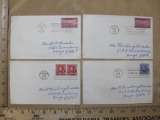 Lot of 4 stamped addressed envelopes, two featuring a 3 cent 1939 stamp marking the 50th anniversary