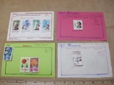 Lot of 13 canceled 1964 Romania postage stamps, mounted on small sheets of papers as follows: The