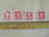 Lot of 4 Internal Revenue Documentary stamps featuring images of Oliver Wolcott (1 cent), Albert