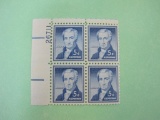 Block of 4 1954 5 cent Monroe US postage stamps, #1038