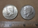 Lot of 2 1967 Kennedy Half Dollars, 40 percent silver, 23 g