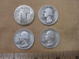 Lot of 3 Silver Washington Quarters (1937, 1957-D and 1959-D) and one Standing Liberty Silver