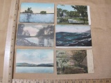 6 Vintage Postcards from Maine including Dry Island Sebago Lake, Bath, Biddleford Pool and more