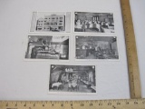Five Vintage Cochran House Newtown NJ Black and White Postcards, postcards have sets of holes at top