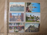 Six Vintage New Orleans LA Postcards including Metairie Cemetery, Modern Grain Elevator, The Cabildo