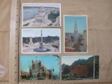 Five Vintage New York Postcards including St Mary's Roman Catholic Church (Poughkeepsie), Columbus